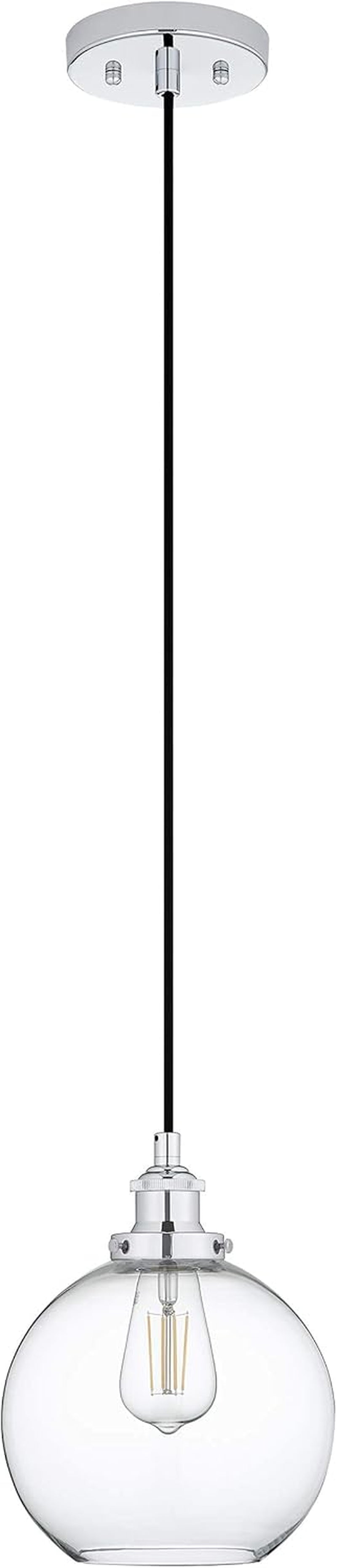 Primo Large Chrome Glass Globe Pendant Light Fixture Farmhouse Pendant Lighting for Kitchen Island Mid Century Modern Ceiling Light Clear Glass Shade, UL Listed