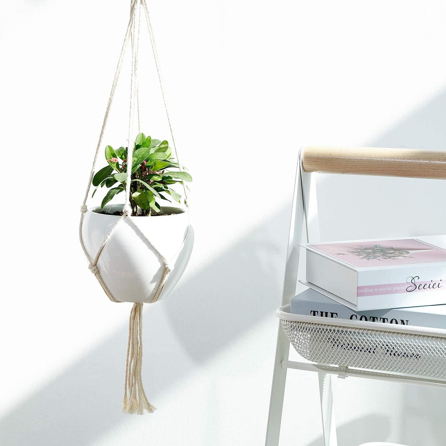 050601 Ceramic Plant Pot Planter - 4.8 Inch White Planters for Indoor Plants Flower Succulent with Drainage Hole Saucer