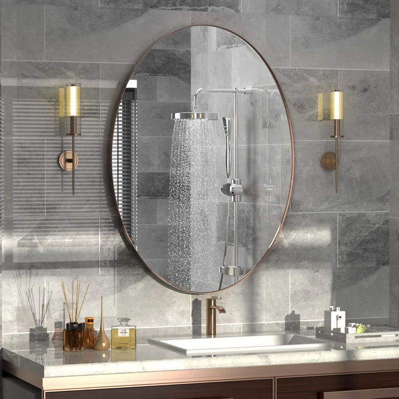 Oval Mirror Bathroom Vanity Mirror Metal Framed Wall-Mounted Mirrors for Bathroom
