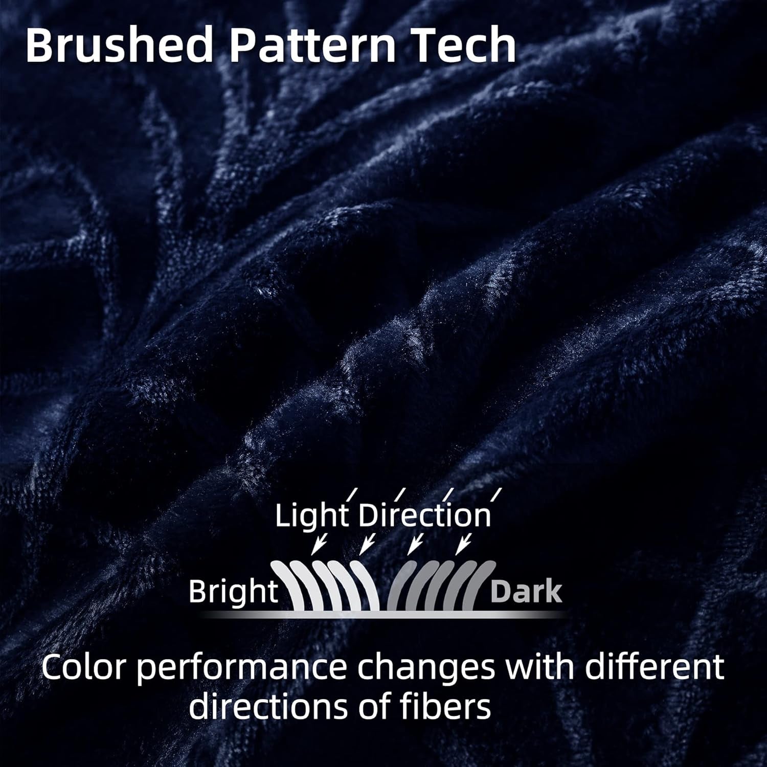 Flannel Fleece Throw Blanket for Couch, Soft Fluffy Velvet Sofa Blanket with Decorative Vintage Pattern for All Season, Warm and Lightweight, 50X60 Inch, Navy Blue