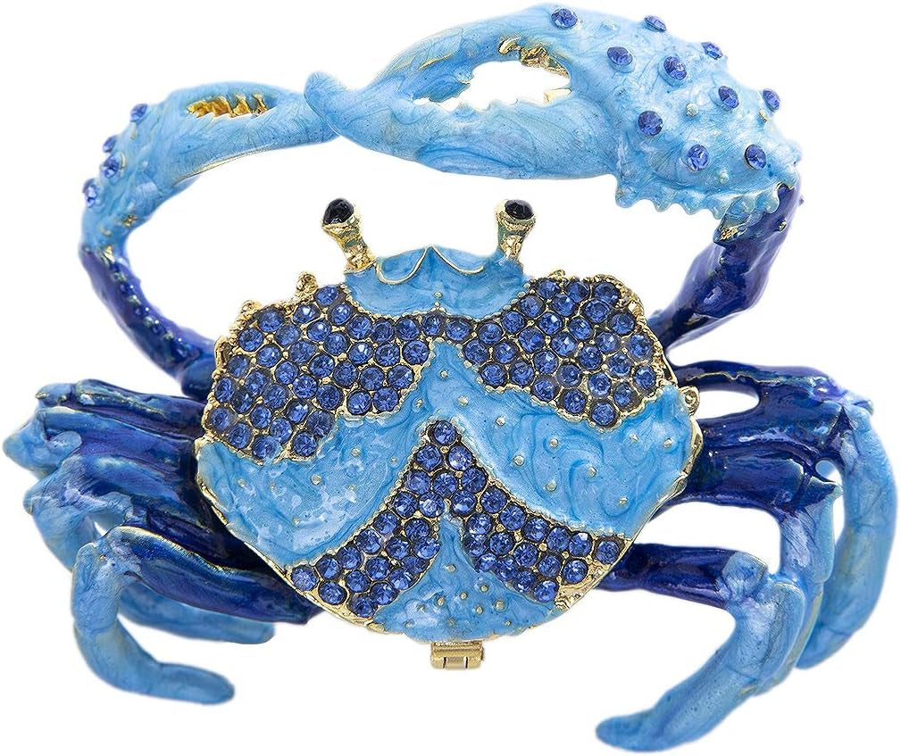 Crab Jewelry Trinket Boxes Hinged Animal Jeweled Trinket Box Decorative Crab Collectible Figurine