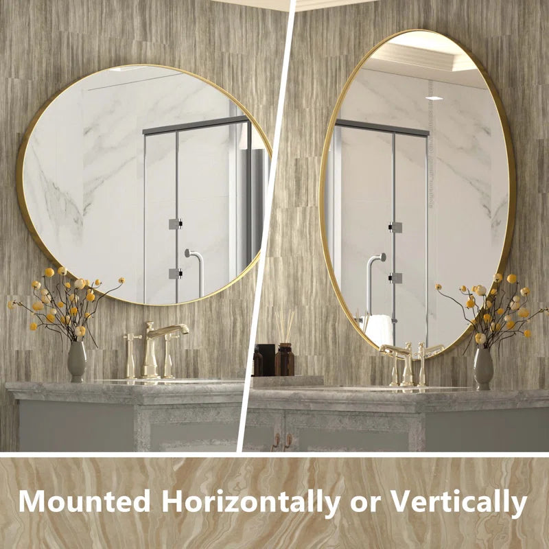 Oval Mirror Bathroom Vanity Mirror Metal Framed Wall-Mounted Mirrors for Bathroom