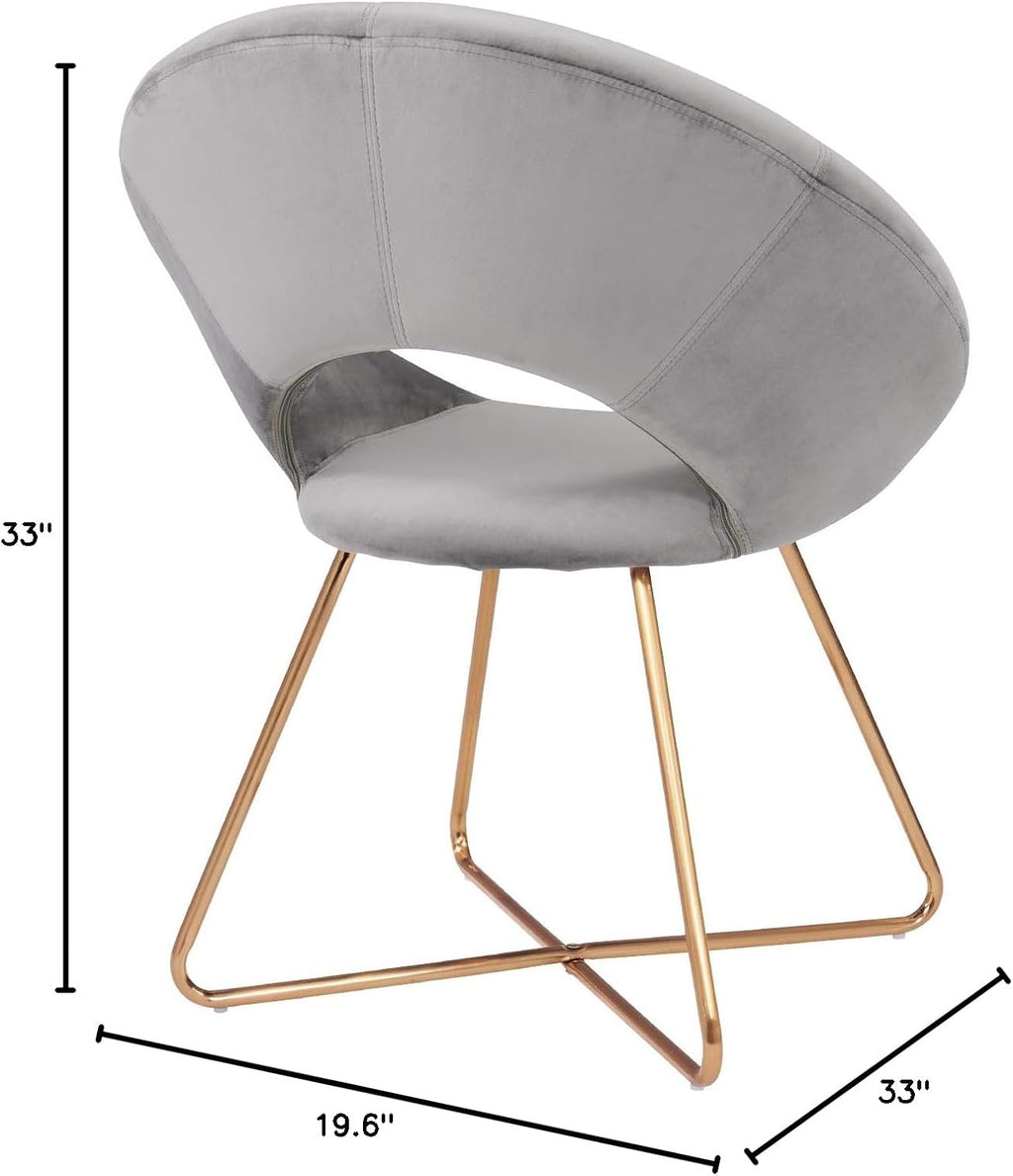 Modern Accent Velvet Chairs Single Sofa Comfy Upholstered Arm Chair Mid-Century Leisure Lounge Chairs with Golden Metal Frame Legs 1 PCS Grey