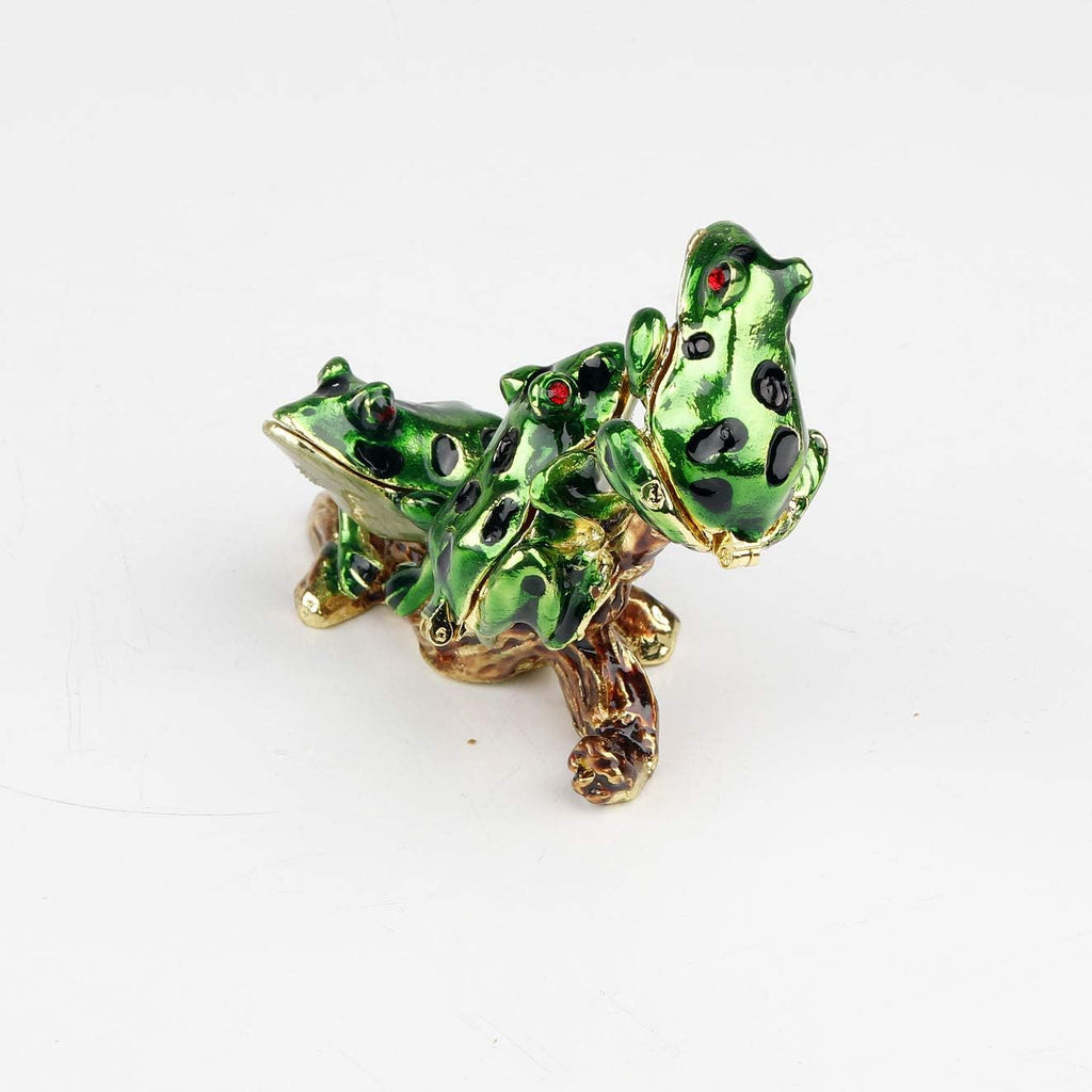 3 Frog Figurines Collectibles Jewelry Box Decorative Hinged Trinket Boxes