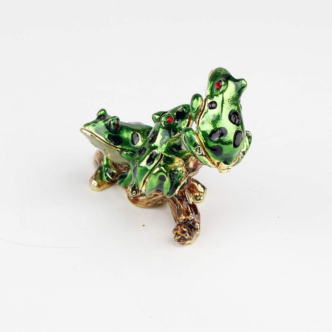 3 Frog Figurines Collectibles Jewelry Box Decorative Hinged Trinket Boxes