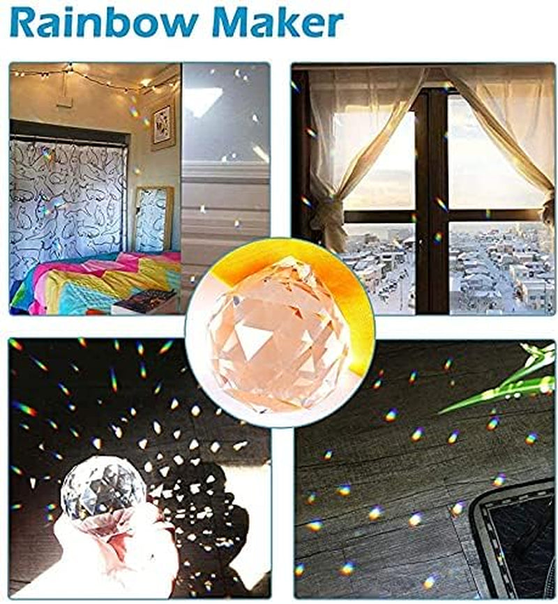 3.15Inch Hanging Large Prism Pendant,Prisms Sun Catcher Rainbow Maker Crystal Sunshinecatchers for Windows, Crystal Sunshinecatcher Pendant,Hanging Crystals with 1 Cloth Bag and 1 Lanyard