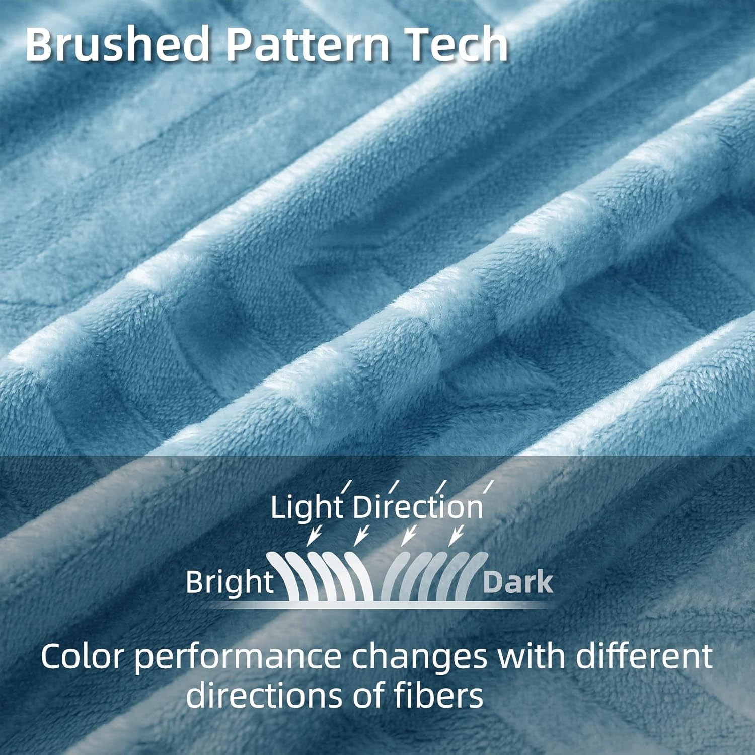 Flannel Fleece Twin Size Bed Blanket, Twin XL Lightweight Breathable Soft Bedspread Plush Fluffy Coverlet Chevron Design Decorative Blanket for All Season, 90X66 Inch, Stone Blue