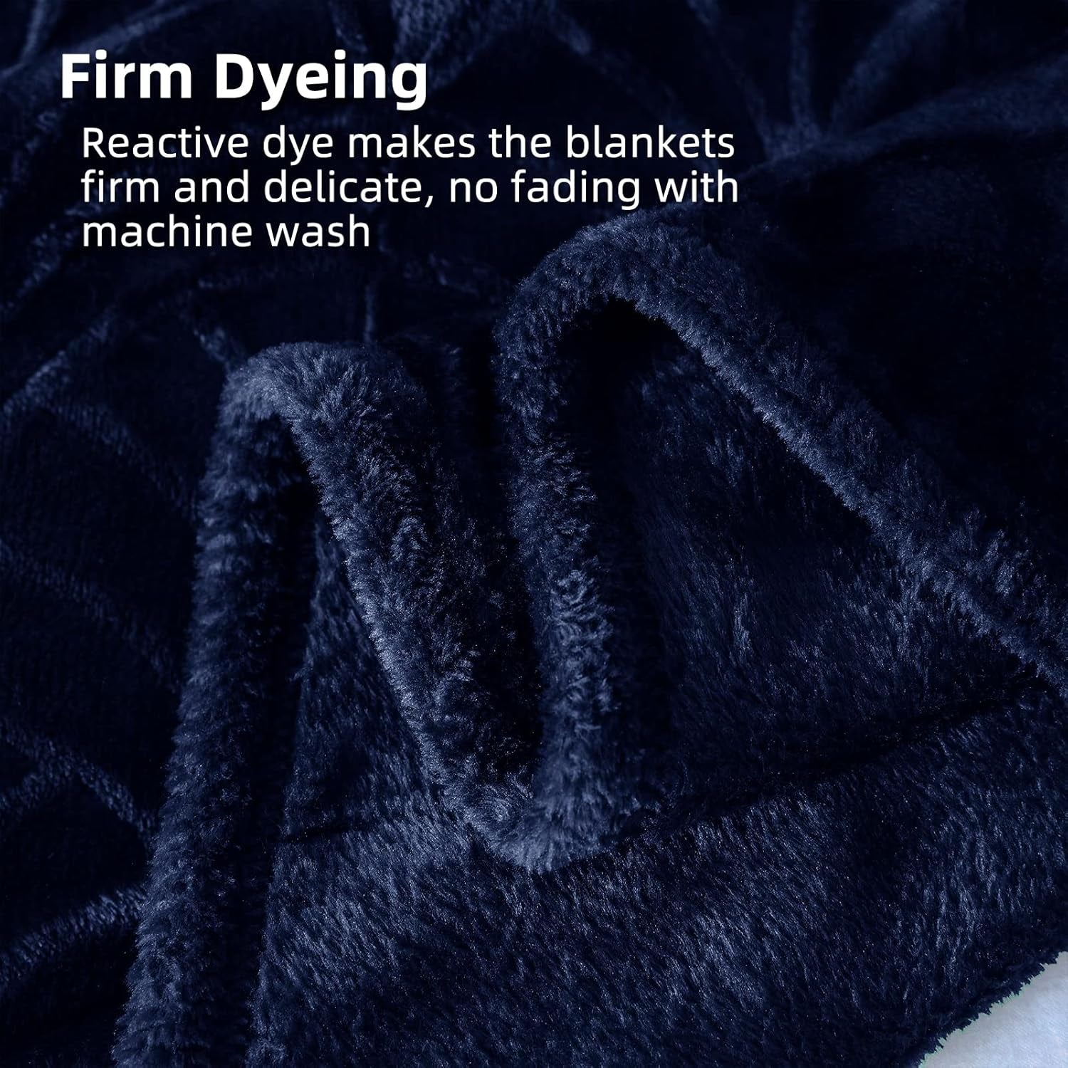 Flannel Fleece Throw Blanket for Couch, Soft Fluffy Velvet Sofa Blanket with Decorative Vintage Pattern for All Season, Warm and Lightweight, 50X60 Inch, Navy Blue