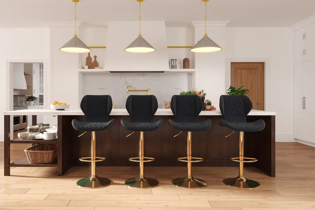 Tierone Upholstered Swivel Adjustable Height Counter Stool with Metal Frame, Modern Velvet Counter Stool