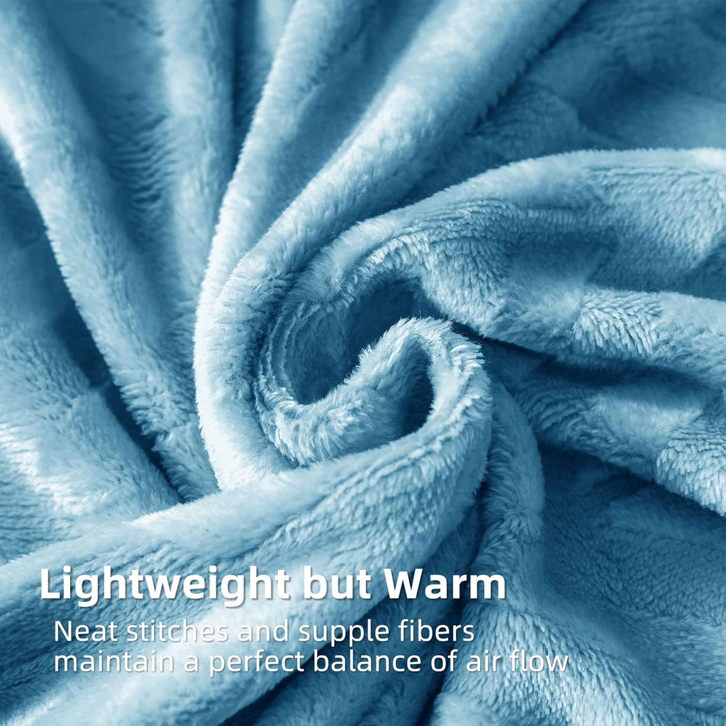 Flannel Fleece Twin Size Bed Blanket, Twin XL Lightweight Breathable Soft Bedspread Plush Fluffy Coverlet Chevron Design Decorative Blanket for All Season, 90X66 Inch, Stone Blue