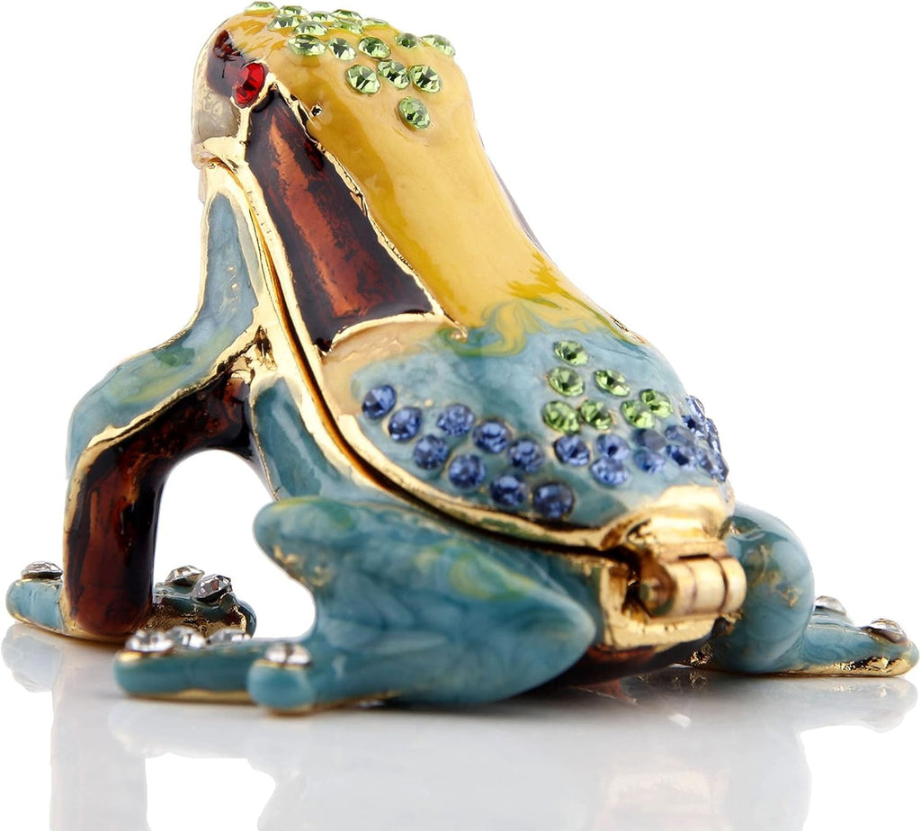 Poison Dart Frogs Figurine Trinket Boxes Hinged Rainforest Animals Frog Jewelry Box Gift