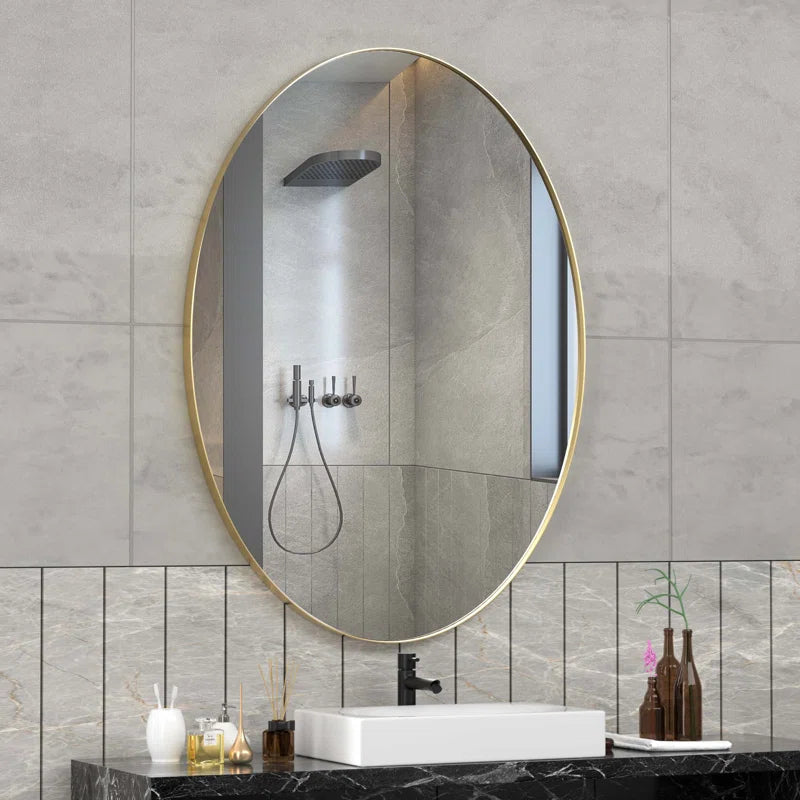 Oval Mirror Bathroom Vanity Mirror Metal Framed Wall-Mounted Mirrors for Bathroom