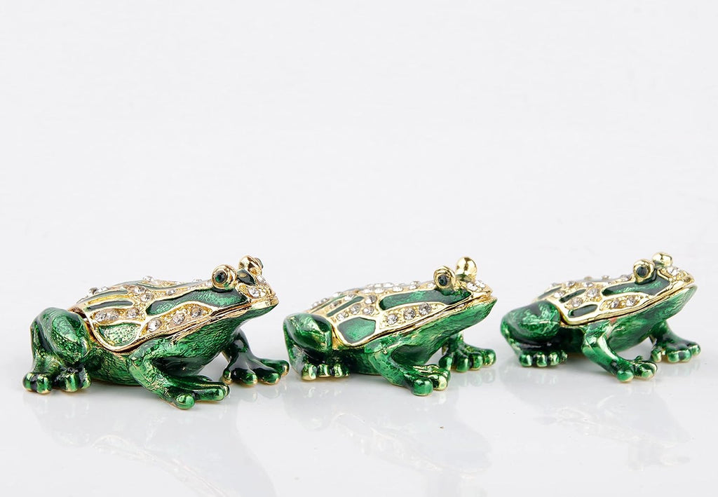 3Pcs Decorative Frogs Jewelry Boxes Hinged Jewelry Box Gift for Home Decor Green_3