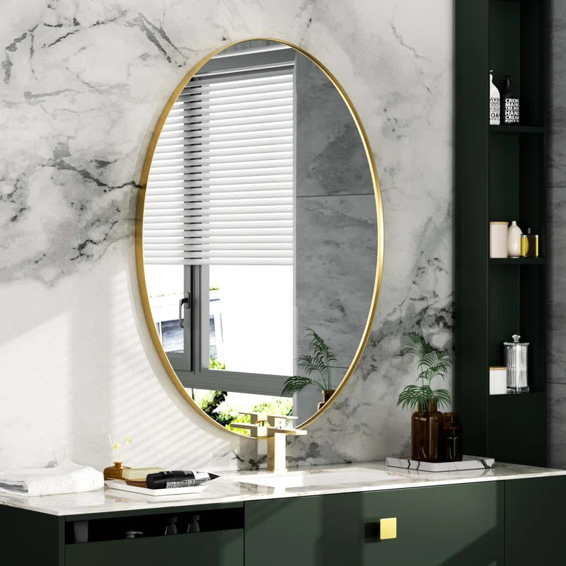 Oval Mirror Bathroom Vanity Mirror Metal Framed Wall-Mounted Mirrors for Bathroom