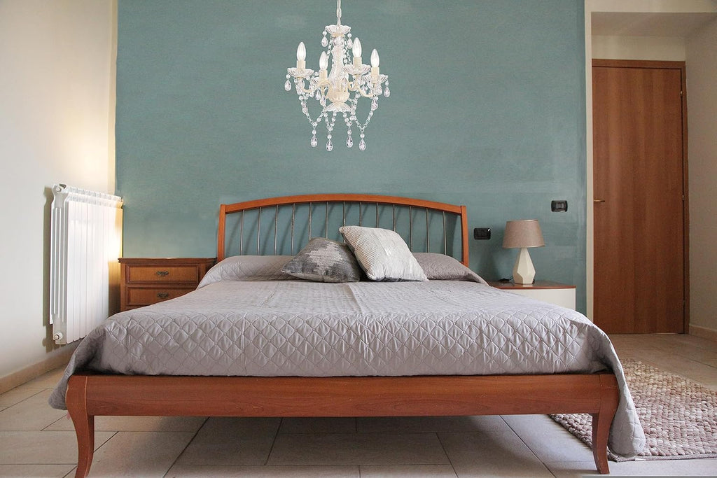 Mini Crystal Chandeliers Acrylic Beige Chandelier Lighting 4 Light Modern Hanging Light Fixtures