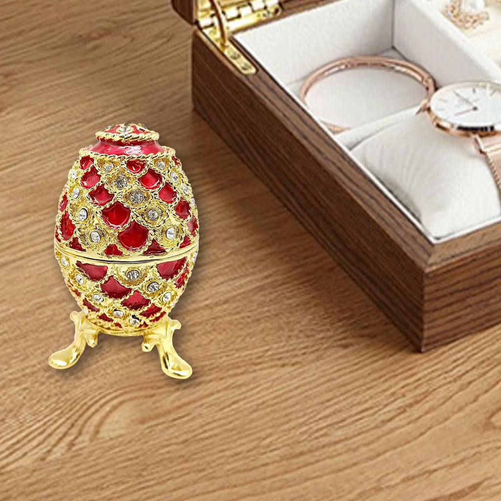 Easter Egg Shape Trinket Box Unique Figure Faberge Egg Jewelry Organizer
