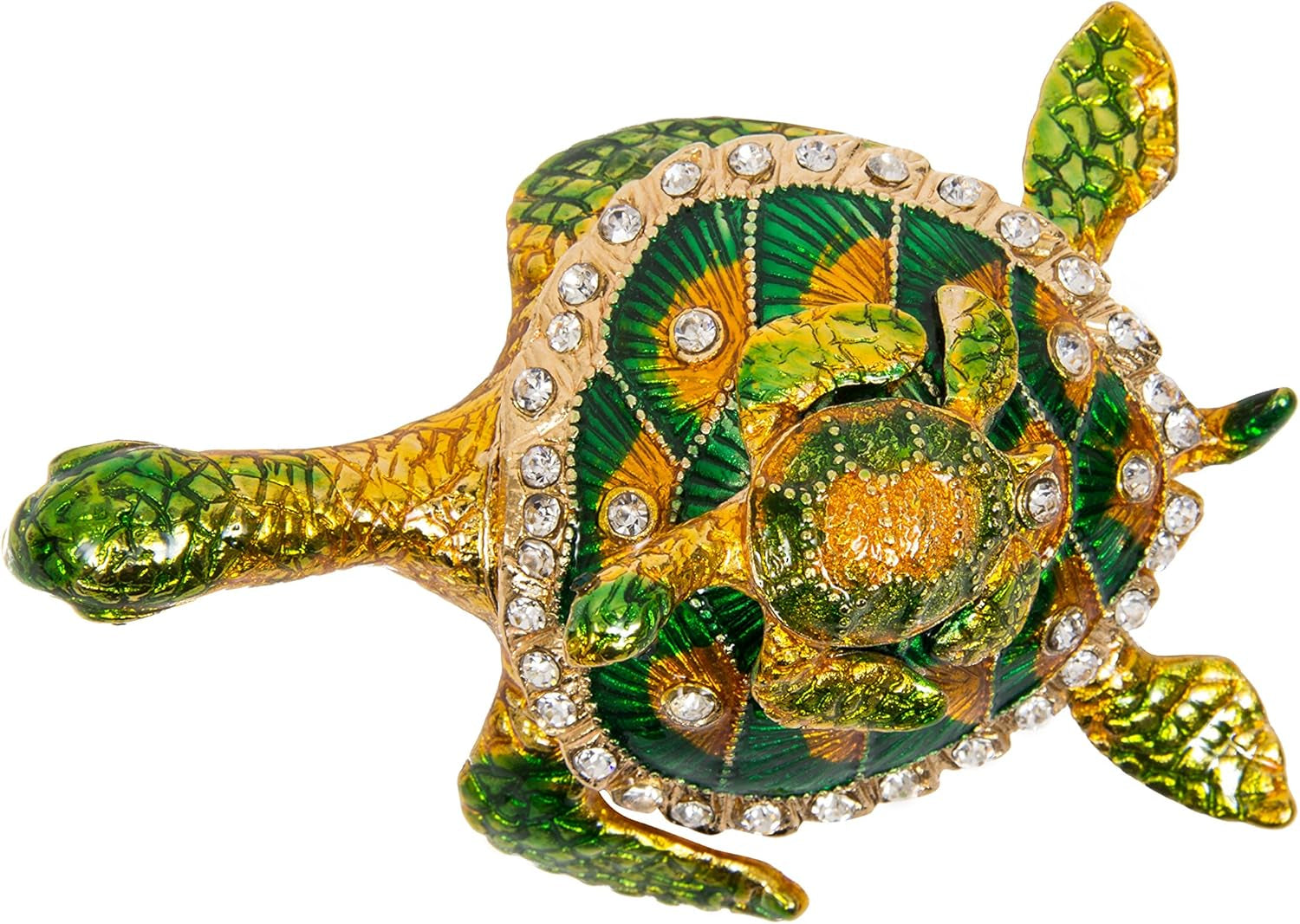 Hand Painted Sea Turtle Tortoise Decorative Hinged Enamel Trinket Box Unique Gift for Family