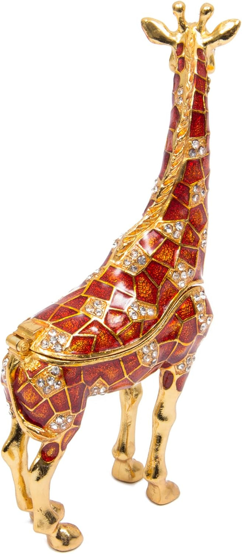 Hand Painted Enameled Giraffe Style Decorative Hinged Jewelry Trinket Box Unique Gift for Home Decor