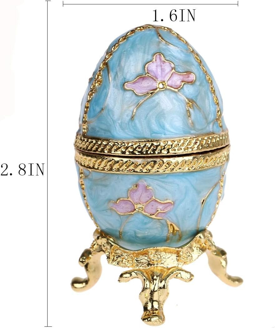 Faberge Egg Trinket Box Hinged Jewelry Box Ring Holder Collectible Figurine Crystals