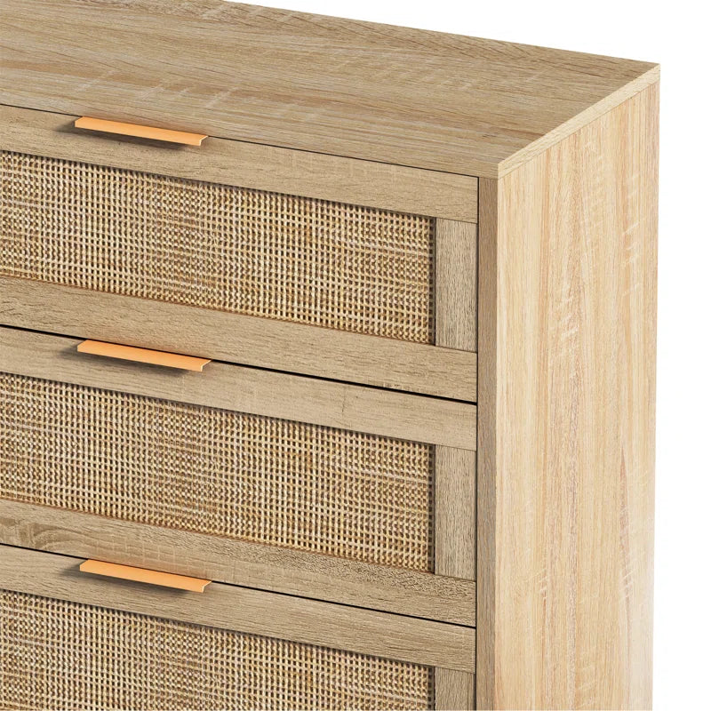 Ayanna 6 Drawer 51.18" Wide Rattan Storage Dresser