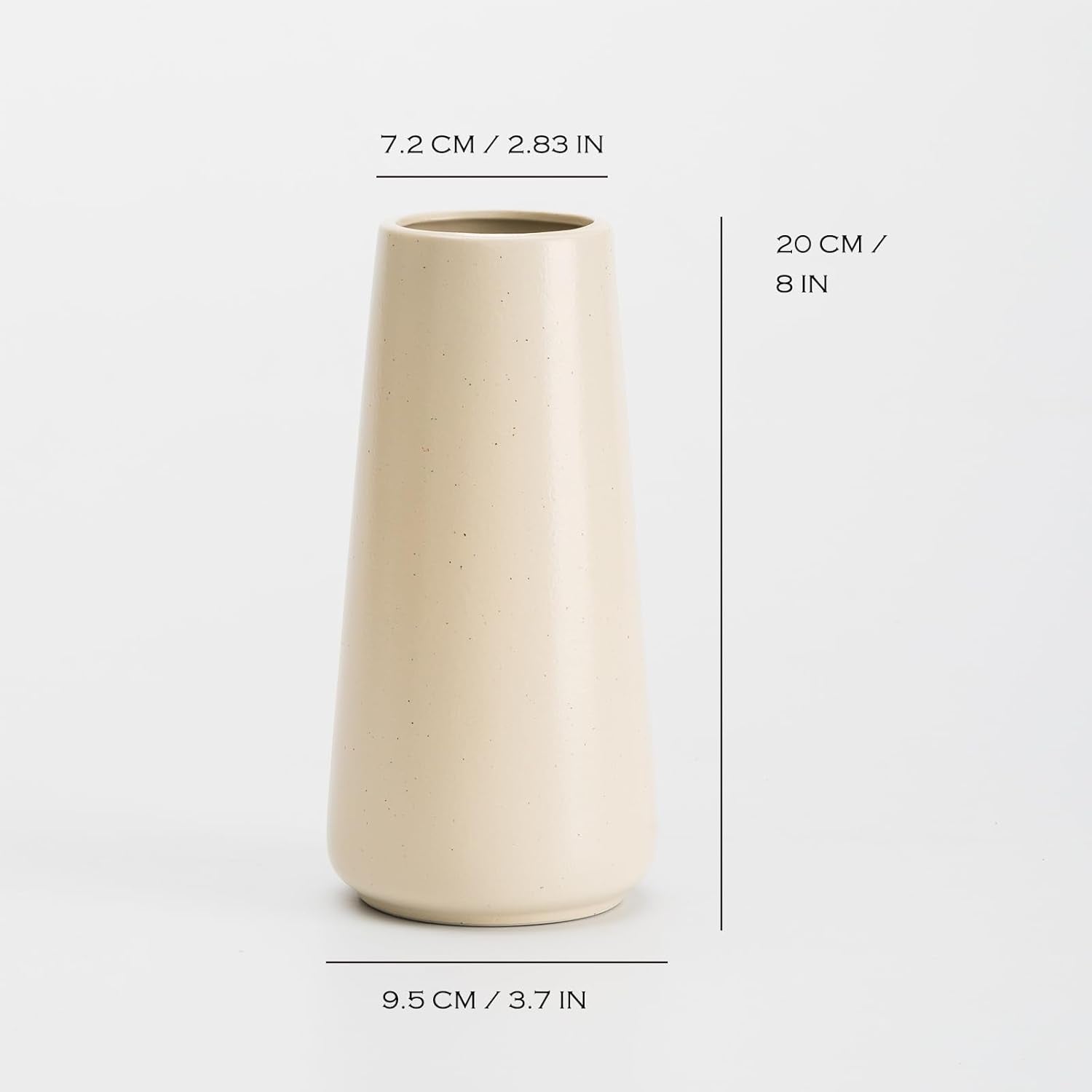 Beige Ceramic Vase - 8“ Neutral Vase Home Decor, Boho off White Vase, Cream Vases for Flower, Minimalist Modern Ivory Vases for Centerpieces, Room Decor, Living Room, Bedroom