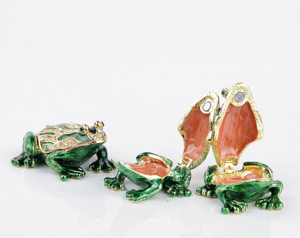 3Pcs Decorative Frogs Jewelry Boxes Hinged Jewelry Box Gift for Home Decor Green_3