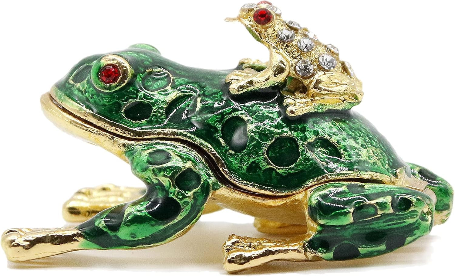 Frog Trinket Box Hinged Hand-Painted Enameled Crystal Frog Figurines Collectibles Jewelry Box Ring Holder, Unique Gift for Home Decor
