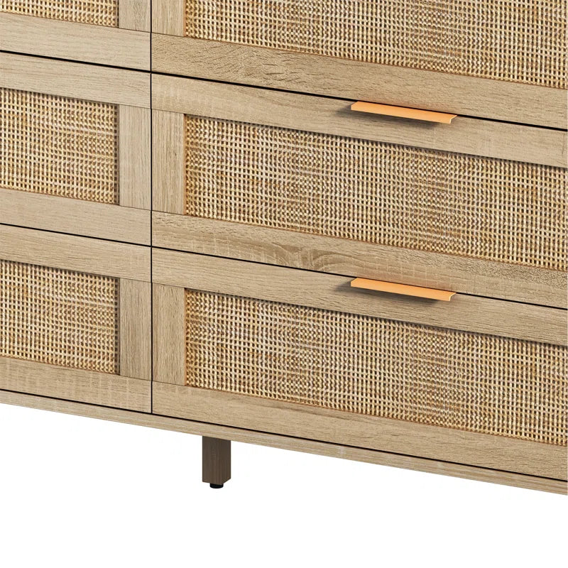 Ayanna 6 Drawer 51.18" Wide Rattan Storage Dresser