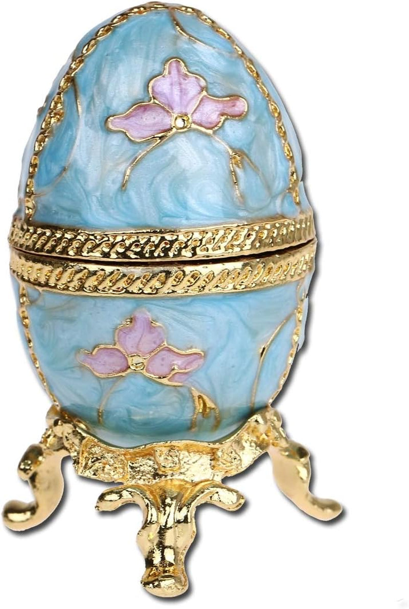 Faberge Egg Trinket Box Hinged Jewelry Box Ring Holder Collectible Figurine Crystals