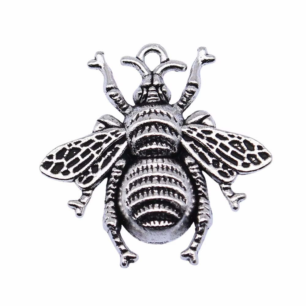 10Pcs 25X25Mm Antique Gold Color Antique Bronze Color Antique Silver Color Bee Charms for Jewelry Making