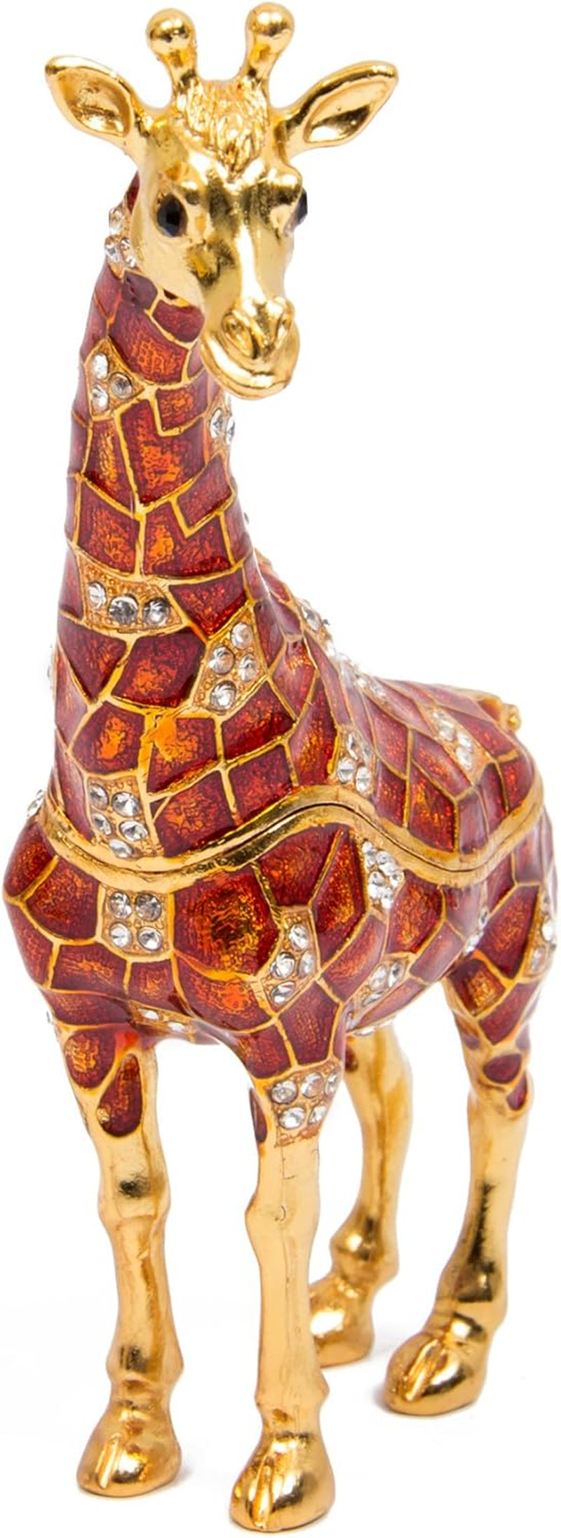 Hand Painted Enameled Giraffe Style Decorative Hinged Jewelry Trinket Box Unique Gift for Home Decor