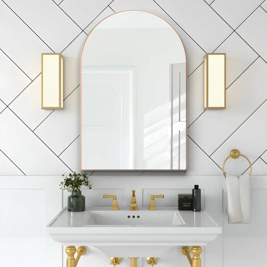 Arch Wall Mirror 20"X30" Bathroom Arched Mirror Vanity Mirror Gold
