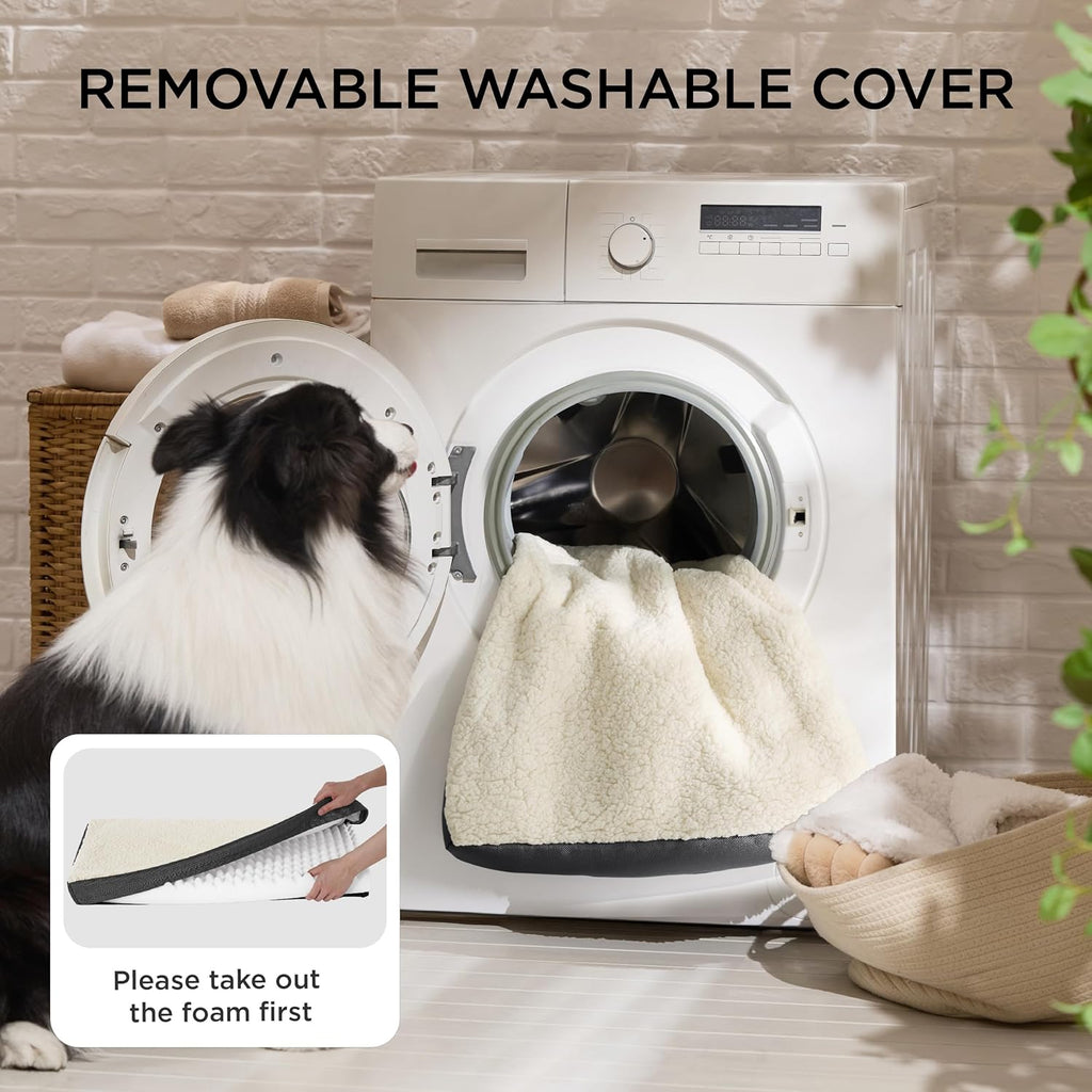 XL Dog Beds Large Sized Dog -Comfy Flat Extra Large Pet Beds with Removable Washable Cover, Orthopedic Egg Crate Foam Mat, Suitable for Pet up to 100 Lbs