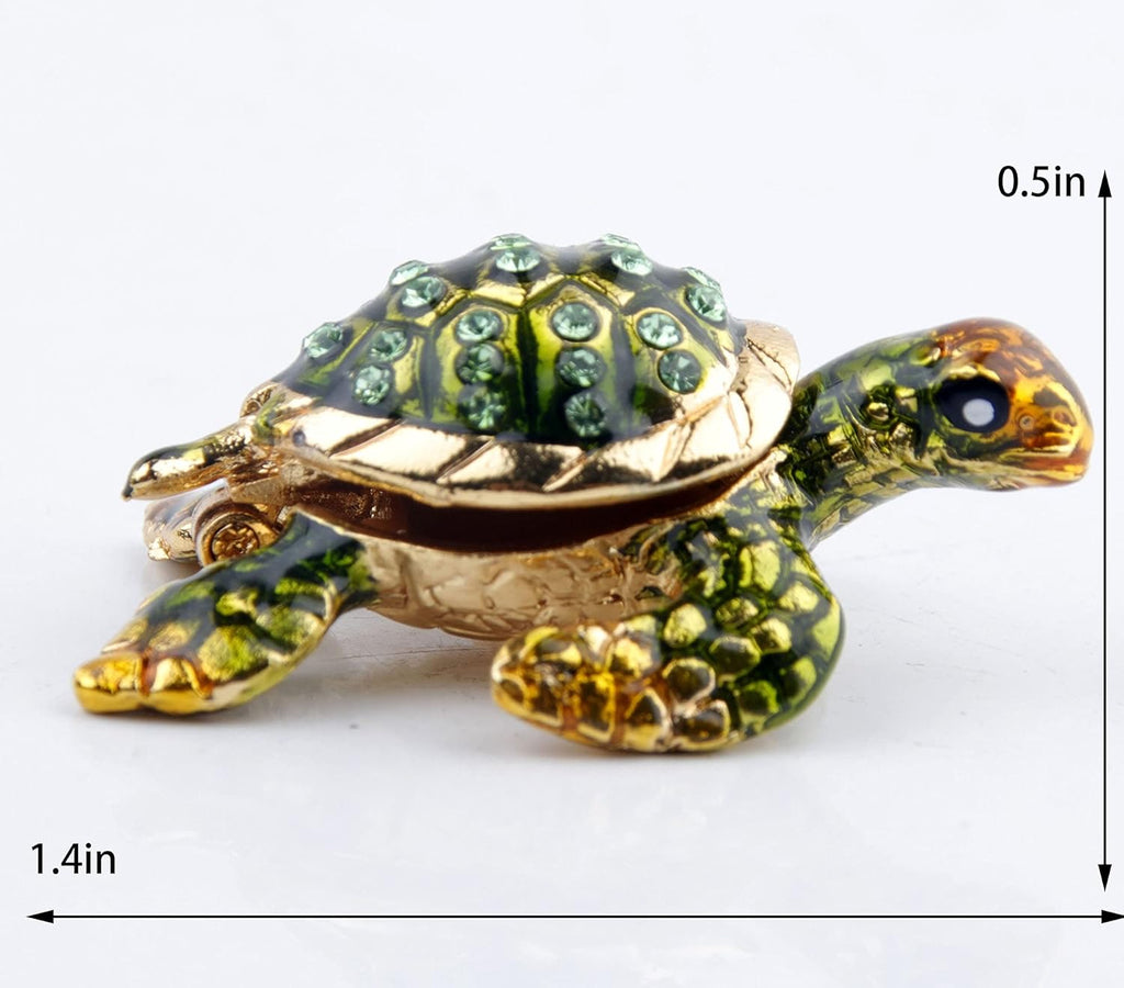 Mini Sea Turtle Figurine Trinket Box Hinged Jewelry Boxes