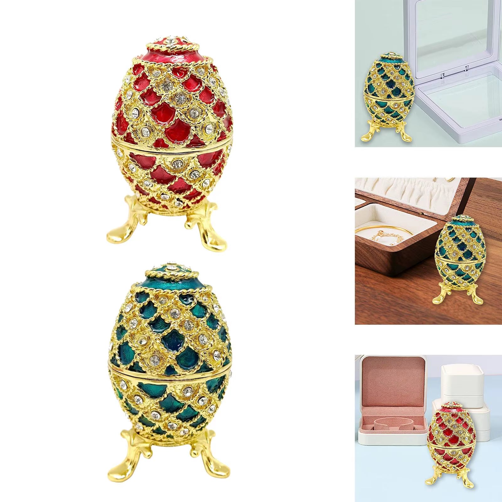Easter Egg Shape Trinket Box Unique Figure Faberge Egg Jewelry Organizer