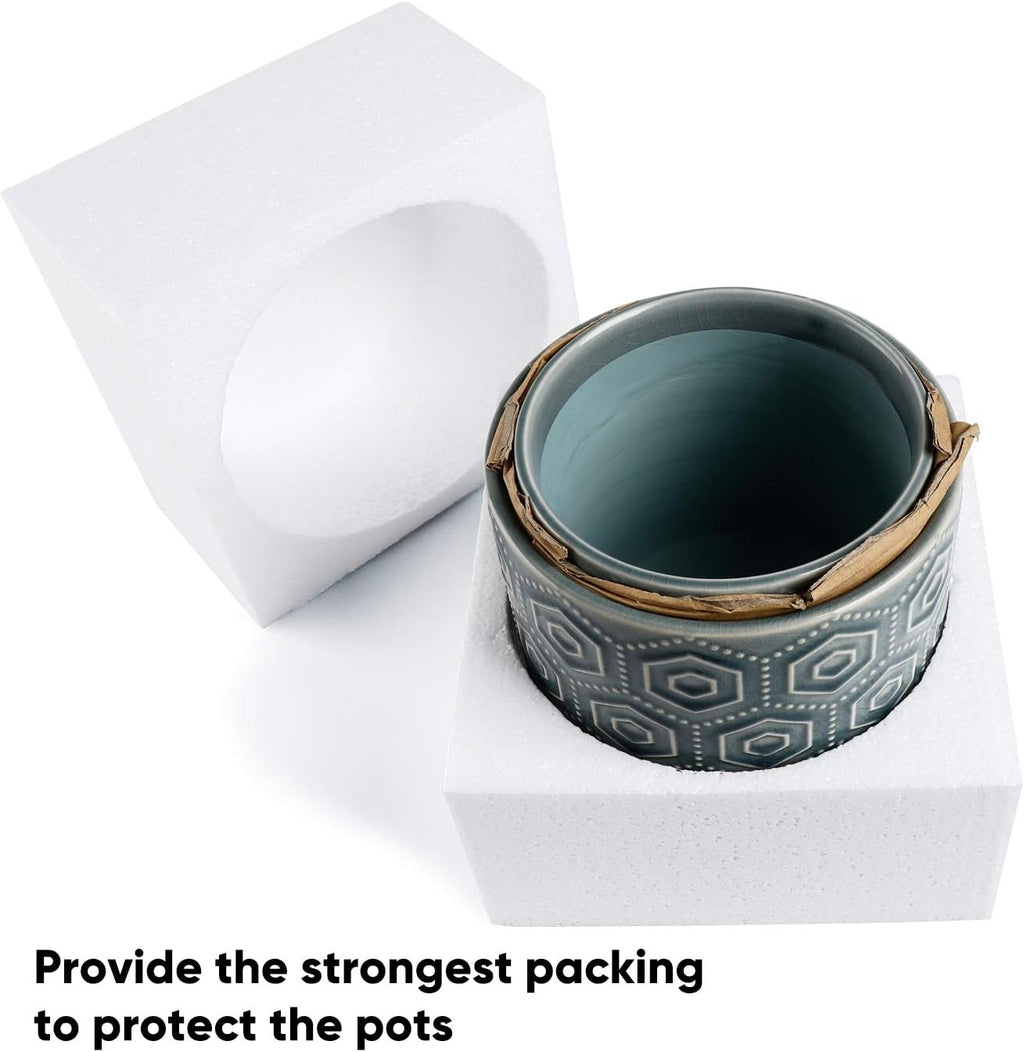 Ceramic Flower Pots - 6 Inch + 5 Inch Planters with Drainage Holes for Succulent Herb Indoor Decoration - Blue, Set of 2