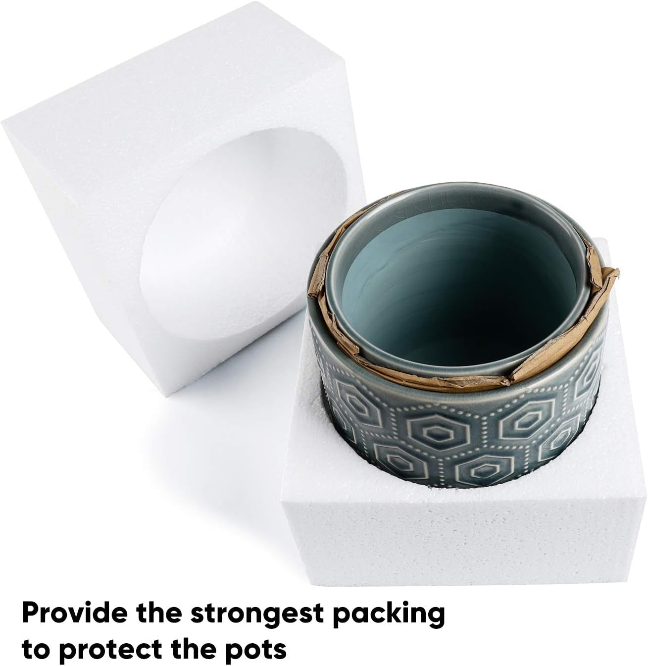 Ceramic Flower Pots - 6 Inch + 5 Inch Planters with Drainage Holes for Succulent Herb Indoor Decoration - Blue, Set of 2