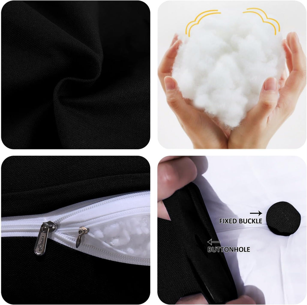 Headboard Pillow Triangular Bed Wedge Pillow for Headboard Large Bolster Pillow for Bed with Removable Cover, 85% Linen 15% Cotton Blend, Black