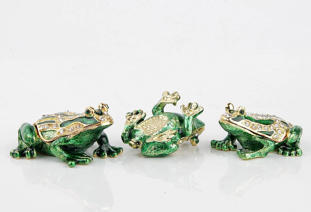 3Pcs Decorative Frogs Jewelry Boxes Hinged Jewelry Box Gift for Home Decor Green_3
