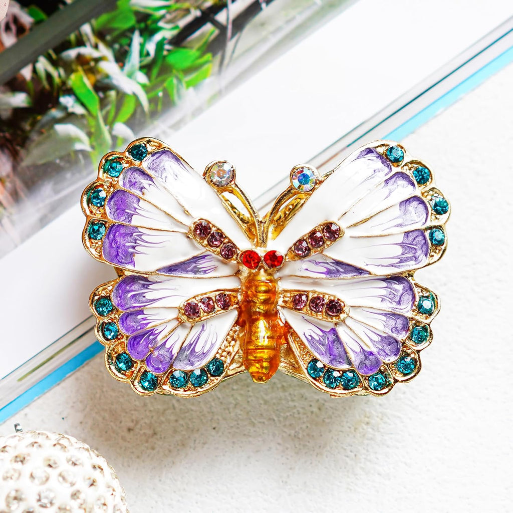 Butterfly Trinket Box Hinged Small Jewelry Bejeweled Trinket Boxes Figurine Collectible Gift (Trinket Box Ii)