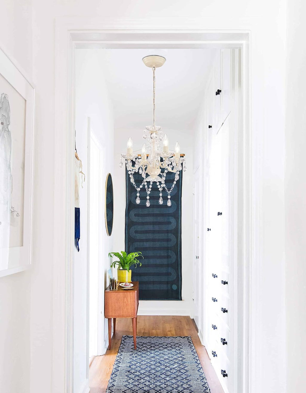 Mini Crystal Chandeliers Acrylic Beige Chandelier Lighting 4 Light Modern Hanging Light Fixtures