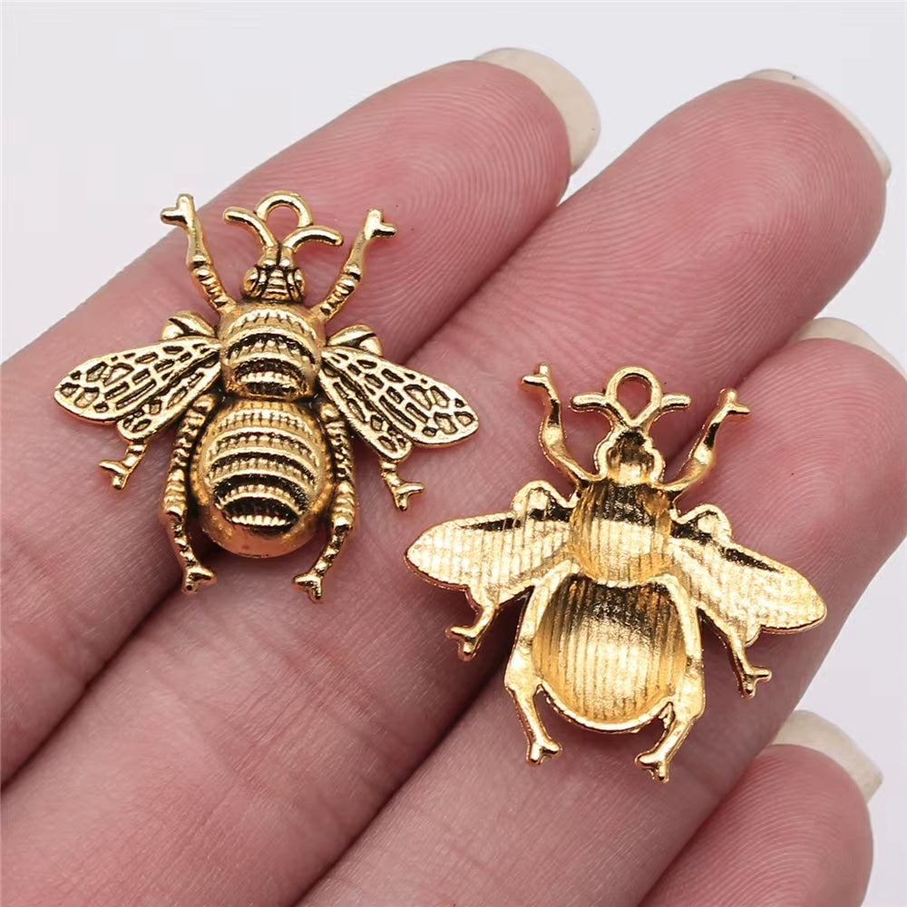 10Pcs 25X25Mm Antique Gold Color Antique Bronze Color Antique Silver Color Bee Charms for Jewelry Making
