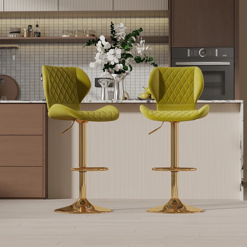 Tierone Upholstered Swivel Adjustable Height Counter Stool with Metal Frame, Modern Velvet Counter Stool