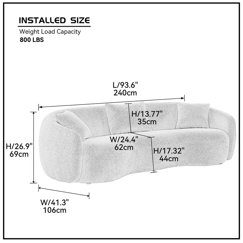 Yazgur 93.6" Curved Modern Upholstered Sofa