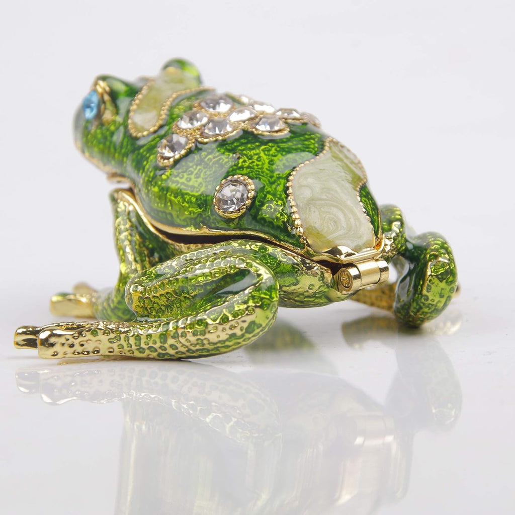 Hand Painted Crystal Frog Figurine Gift Idea Decorative Jewelry Boxes Hinged Trinket Box - Mothers Day Gifts