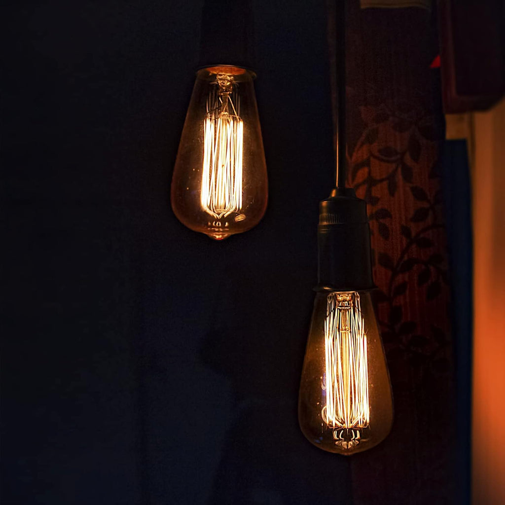 Vintage Edison Light Bulb, ST64 Vintage Light Bulb 60Watt, Vintage Style Light Bulbs E26 Standard Medium Base, Dimmable 2300K Amber Warm Glass Bulbs for Pendant Light, Lantern, Wall Sconce (4Pack)