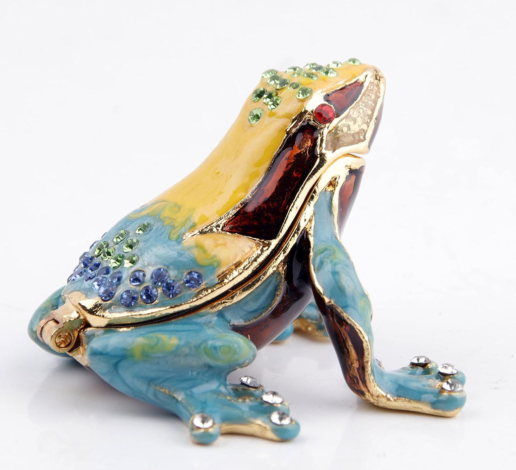 Poison Dart Frogs Figurine Trinket Boxes Hinged Rainforest Animals Frog Jewelry Box Gift