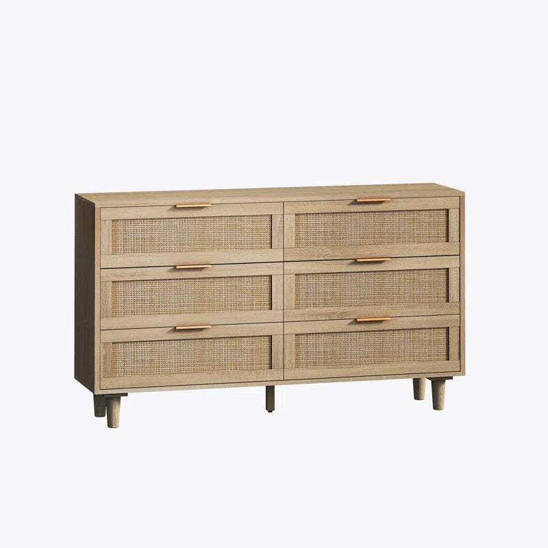 Ayanna 6 Drawer 51.18" Wide Rattan Storage Dresser