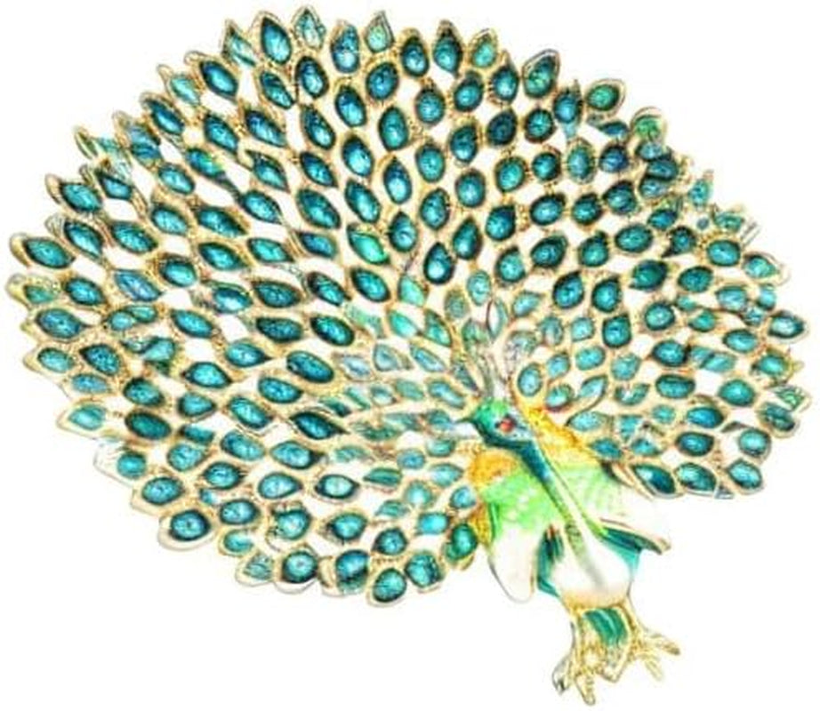 Peacock Jewelry Trinket Box Figurine Enamel Hinged Hand Painted Keepsake Decoration (Green)