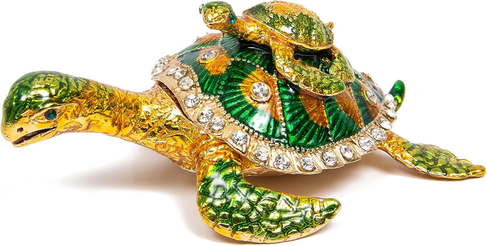 Hand Painted Sea Turtle Tortoise Decorative Hinged Enamel Trinket Box Unique Gift for Family